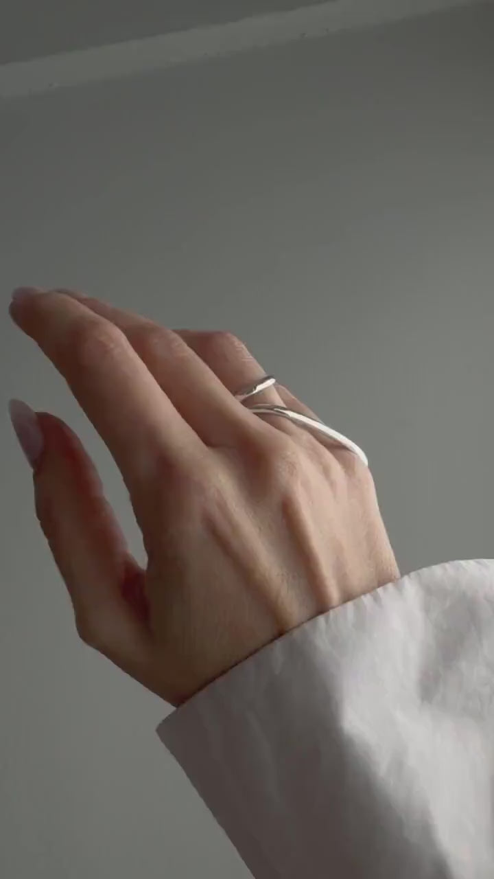 Solid silver 925 two fingers ring