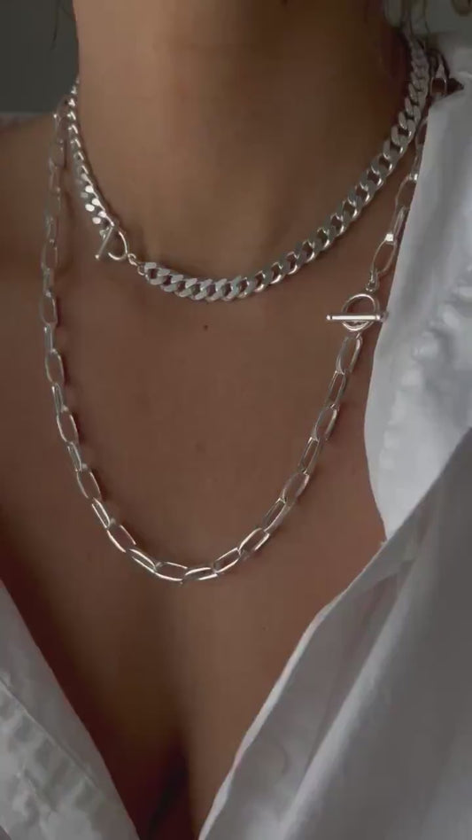 Sterling Silver Paperclip Chain Necklace: Chunky Link Necklace