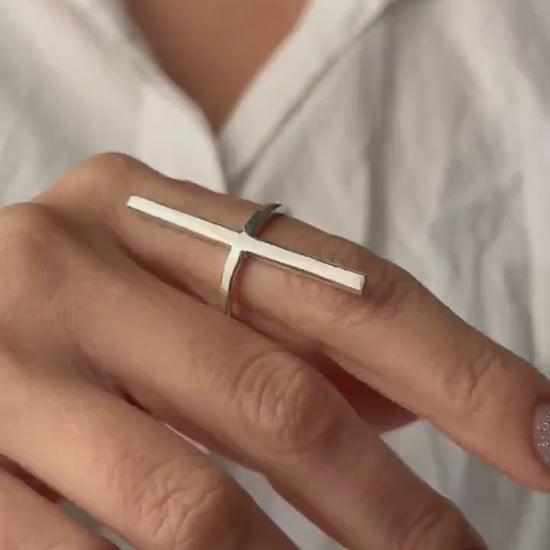 Solid silver minimal bar ring