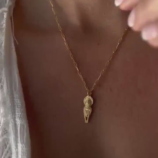 Solid Silver Pachamama Necklace: Incas  Goddess Pendant gold filled