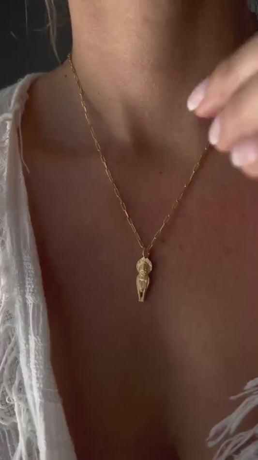 Solid Silver Pachamama Necklace: Incas  Goddess Pendant gold filled