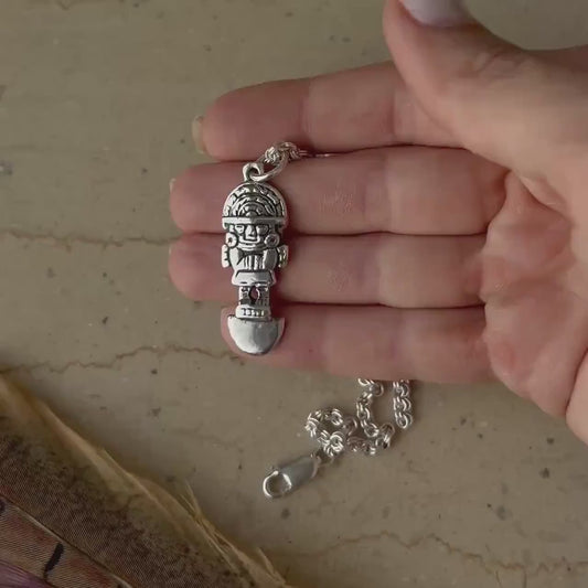 Sterling Silver Tumi Necklace: Inca Talisman Pendant