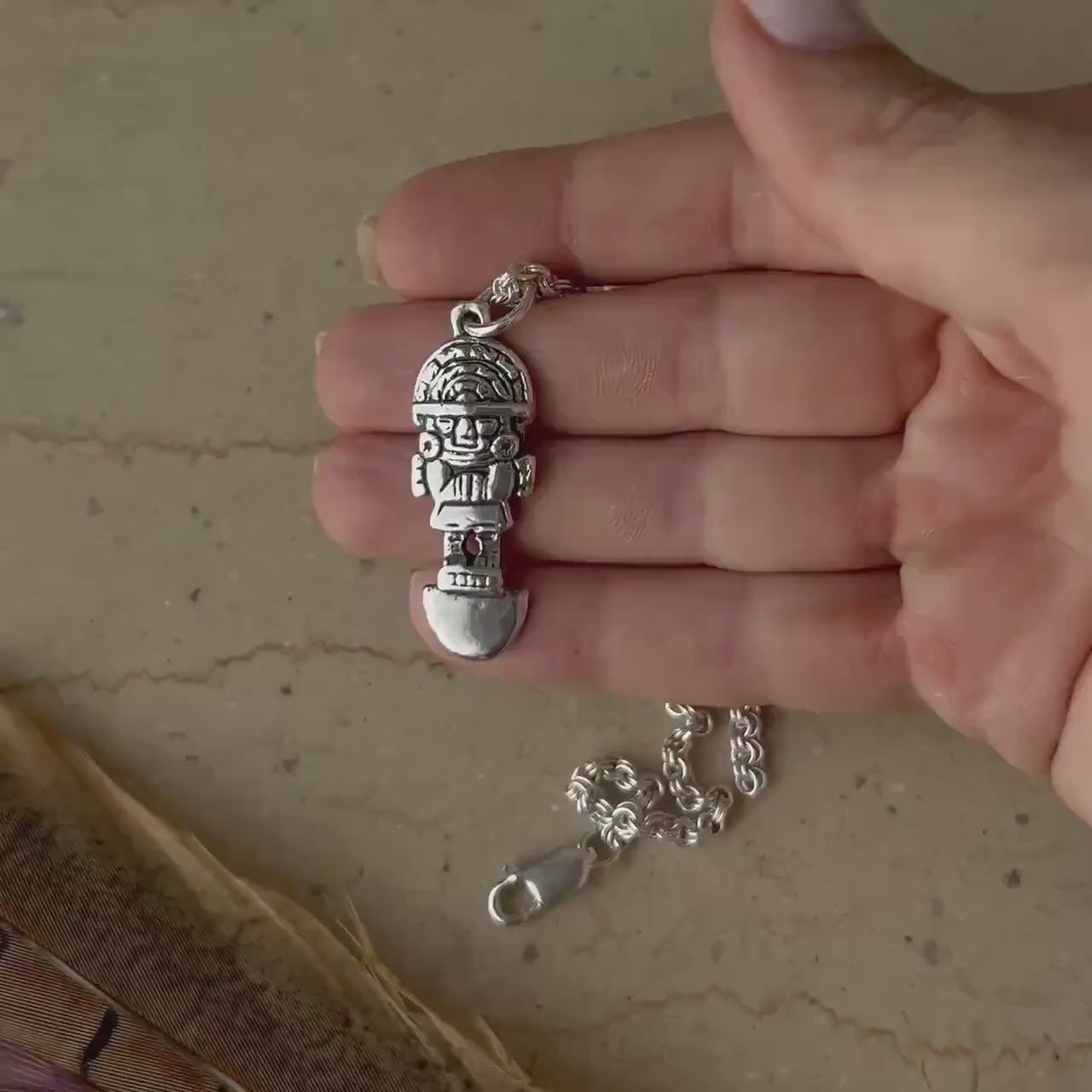 Sterling Silver Tumi Necklace: Inca Talisman Pendant